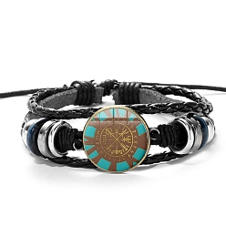 Camel Alloy Braided Bead Multi-Strand Bracelets, Glass Viking Rune Bracelet, Camel, Pattern: 3/4 inch(2cm)