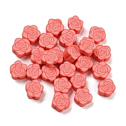 Salmon Handmade Polymer Clay Beads, Rose, Salmon, 9.5x9.5x4.5mm, Hole: 1.6mm