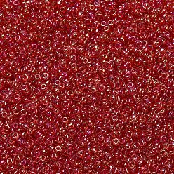 (RR254) Transparent Red AB MIYUKI Round Rocailles Beads, Japanese Seed Beads, 11/0, (RR254) Transparent Red AB, 2x1.3mm, Hole: 0.8mm, about 5500pcs/50g