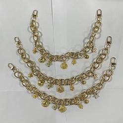 Золотой 3шт. сплав морских животных подвеска алюминиевый кабель цепь сумка декоративные цепи, Сплав с застежками, аксессуары для замены сумок, золотые, 400 мм