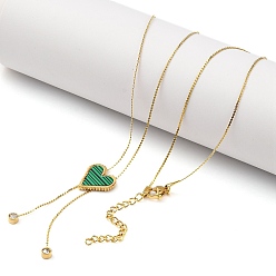 Зеленый Вакуумное покрытие pvd 304 эмалированное ожерелье из нержавеющей стали с подвеской в виде сердца, ожерелья с кисточками из горного хрусталя для женщин, золотые, зелёные, 24.80 дюйм (63 см)