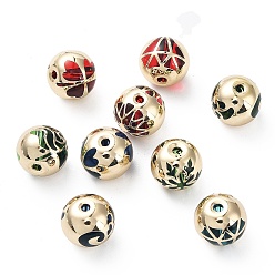 Mixed Color K9 Glass Beads, with Brass Findings, Round, Mixed Color, 10mm, Hole: 1.2mm