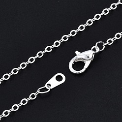 Silver Brass Cable Chain Necklace, Rack Plating, with Alloy Lobster Clasps, Silver, 40x0.15cm