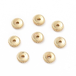 Real 14K Gold Plated Rack Plating Alloy Beads, Long-Lasting Plated, Cadmium Free & Lead Free, Flat Round, Real 14K Gold Plated, 6x1.5mm, Hole: 1.2mm