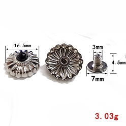 Antique Silver Tibetan Style Alloy Buttons, with Imitation Synthetic Turquoise & Iron Screw, Flower, Antique Silver, 16.5mm