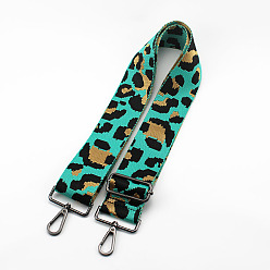 Turquoise Leopard Print Pattern Polyester Adjustable Wide Shoulder Strap, with Swivel Clasps, for Bag Replacement Accessories, Gunmetal, Turquoise, 80~130x5cm