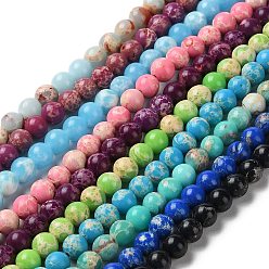 Mixed Color Synthetic Imperial Jasper Dyed Beads Strands, Round, Mixed Color, 6mm, Hole: 1.4mm, about 60~62pcs/strand, 14.72''~15.28''(37.4~38.8cm)