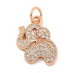 Слон Покрытие стойки латунь микропаве прозрачные подвески из кубического циркония, долговечный, с прыжковых колец, без свинца и без кадмия, реальный 18 k позолоченный, слон, 15x12x3 мм, отверстие : 3 мм