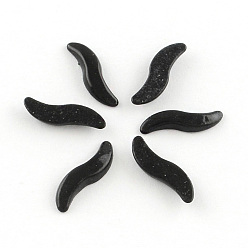 Black Pearlized Plated Opaque Glass Cabochons, Twist, Black, 14~15x4x2mm