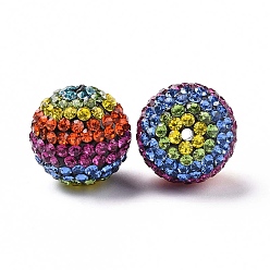 Colorful Polymer Clay Rhinestone Beads, Pave Disco Ball Beads, Round, Colorful, 16mm, Hole: 1.6mm