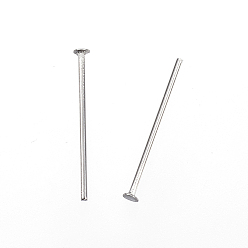 Stainless Steel Color 304 Stainless Steel Flat Head Pins, Stainless Steel Color, 15x0.7mm, Head: 1.8mm