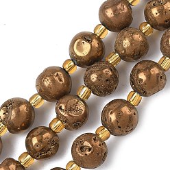 Верблюжий Гальванические природные друзы геод, круглые, с бисером, верблюжие, 10~11 мм, отверстие : 0.9~1 мм, около 14~15 шт / нитка, 7.60~7.87'' (19.3~20 см)