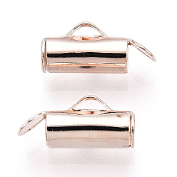 Розовое Золото Железо скользят по конечных бюгельных труб, без кадмия и без свинца, торцевые крышки слайдера, розовое золото , 5.5x30x4 мм, отверстия: 1 mm, 3.2 mm внутреннего диаметра