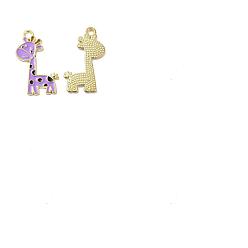 Лиловый 10 шт. Подвески из сплава эмали, прелести жирафа, сирень, 27x17x1 мм, отверстие : 2 мм
