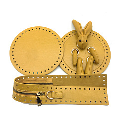 Золотистый Наборы для вязания крючком круглой формы и кролика своими руками, с чехлом из искусственной кожи, нижним материалом и застежкой-молнией, золотые, 18 см