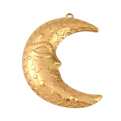 Луна 304 подвески из нержавеющей стали, ионное покрытие (ip), золотые, луна, 50.5x39x4 мм, отверстие : 1.8 мм
