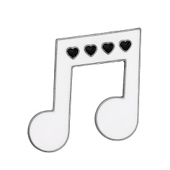 White Music Not Enamel Pin, Platinum Alloy Badge for Backpack Clothes, White, 25x24mm