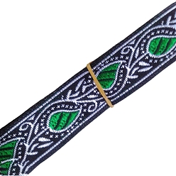 Lime 7M Ethnic Style Polyester Jacquard Leaf Ribbon, Lime, 3/4 inch(20mm), about 7.66 Yards(7m)/Roll