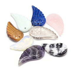 Mixed Stone Natural & Synthetic Mixed Stone Pendants, Wing, 25~32x13~16x5~6.5mm, Hole: 1mm