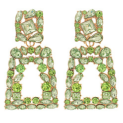 Green Geometric Diamond-Encrusted Bohemian Earrings for Retro Fashion Statement