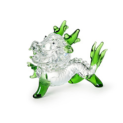 Lime Green Handmade Lampwork Dragon Figurines, for Home Desktop Feng Shui Decoration, Lime Green, 33x61x58mm