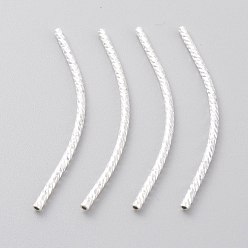 925 Sterling Silver Plated Brass Tube Beads, Long-Lasting Plated, Curved Beads, Tube, 925 Sterling Silver Plated, 39x1.5mm, Hole: 0.8mm