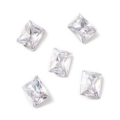 Clear K9 Glass Rhinestone Cabochons, Pointed Back & Back Plated, Rectangle, Clear, 10x8x4mm