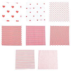 Red Valentine's Day Pattern Cotton Fabric, for Patchwork, Sewing Tissue to Patchwork, Square, Red, 50.1x50.1x0.01cm, 8pcs/bag