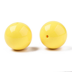 Yellow Opaque Acrylic Beads, Round, Yellow, 29.5mm, Hole: 3mm, about 31pcs/500g