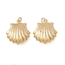Real 18K Gold Plated Brass Pendants, Shell Shape Charms, Long-Lasting Plated, Rack Plating, Lead Free & Cadmium Free, Real 18K Gold Plated, 19x16x6mm, Hole: 2mm