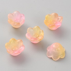 Light Salmon Glass Beads, Lily Flower, Light Salmon, 12x8mm, Hole: 1.4mm