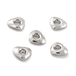 Platinum Rhodium Plated 925 Sterling Silver Grommet Eyelet Findings, for Bag Making, Heart, Platinum, 0.4x0.45x0.1cm, Hole: 1.2mm