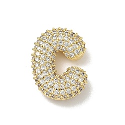 Letter C Латунные микро проложить кубического циркония подвески, без свинца и без кадмия, реальный 18 k позолоченный, буква С, 22.5x16.5x6.5 мм, отверстие : 2x4 мм