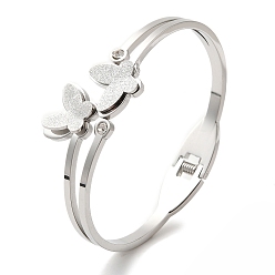 Нержавеющая Сталь Цвет Регулируемая бабочка вакуумное покрытие 304 браслеты из нержавеющей стали для женщин, цвет нержавеющей стали, внутренний диаметр: 1-3/4x2-3/8 дюйм (4.6x6 см)