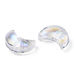 Clear AB Electroplate Transparent Glass Beads, AB Color Plated, Crescent Moon, Clear AB, 14x10x5.5mm, Hole: 1mm