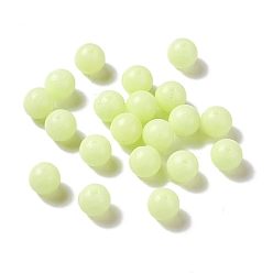 Jaune Vert Perle de verre couleur bonbon lumineuse, brillent dans le noir, ronde, jaune vert, 8mm, Trou: 1.3mm