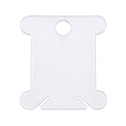Clear Plastic Thread Winding Boards, Floss Bobbins, for for Cross Stitch Embroidery Cotton Thread Craft DIY Sewing Storage, Bone, Clear, 38x35x1mm, Hole: 6.7mm