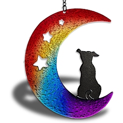 Dog Acrylic Moon Window Wall Hanging Decoration, for Home Office Showroom Artwork Hanging, Dog, 398x139mm
