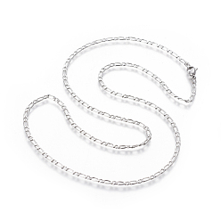 Stainless Steel Color 304 Stainless Steel Figaro Chain Necklaces, with Lobster Claw Clasps, Stainless Steel Color, 23.66 inch(60.1cm), 2.5mm