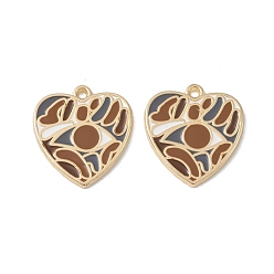 Коричневый Стойки обшивки сплава эмали подвески, без кадмия, без никеля и без свинца, шарма сердца, кофе, 27x25x2 мм, отверстие : 2 мм