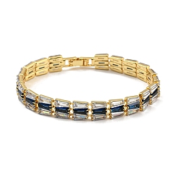 Real 18K Gold Plated Rack Plating Brass Rectangle Link Bracelet, Cubic Zirconia Tennis Bracelets, Long-Lasting Plated, Cadmium Free & Lead Free, Real 18K Gold Plated, Inner Diameter: 7-1/2 inch(19cm)