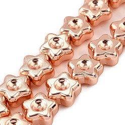 Гальванический Розовый Золотой Стеклянные бусины с гальваническим покрытием , звезда, полное покрытие, покрытием из розового золота, 11x11x5.5 мм, отверстие : 0.8 мм, около 44 шт / нитка, 17.56'' (44.6 см)