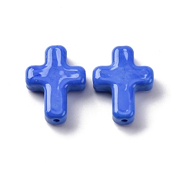 Синий Бусины лэмпворк , крестик, синие, 26x19.5x7.5 мм, отверстие : 1.6 мм