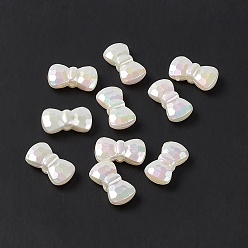 White Opaque Acrylic Beads, Imitation Pearl, AB Color, Bowknot, White, 9x16x5mm, Hole: 1.6mm