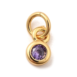 Индиго Латунь прокладывает кубические циркониевые прелести, плоский круглый шарм, долговечный, без кадмия и без свинца, реальный 18 k позолоченный, с целью перехода в кольце, индиговые, 7.5x4.5x2 мм, отверстие : 3.5 мм