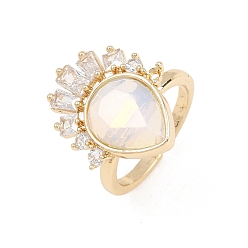 Opalite Fingerringe aus Messing mit Opalit, Träne, Zirkonia Fingerringe, golden, us Größe 7 1/4 (17.5 mm)