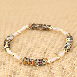 BC405-4 Unique Crystal and Gold Beaded Bracelet for Women - Elegant Handmade Jewelry