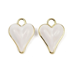 Белый Латунь эмаль подвески, долговечный, без кадмия и без свинца, стойки покрытие, реальный 18 k позолоченный, шарма сердца, белые, 27.5x20x7.5 мм, отверстие : 4.3x4.6 мм