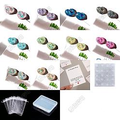 Couleur Mélangete 50 pièces 10 cabochons en résine translucide effet vague d'eau, couleur cœur, 50 cartes d'affichage de bijoux en papier pcs, 3feuilles d'autocollants en plastique, 50 sacs-cadeaux en organza, couleur mixte, 21x18mm