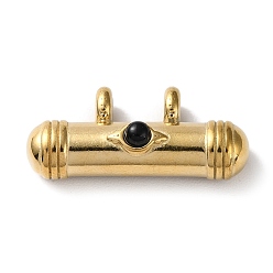 Black Boho Style Synthetic Turquoise Dyed 1-Bead Pendants, Column Charms with Golden Plated 304 Stainless Steel Findings, Black, 15x33.5x10mm, Hole: 3.8mm